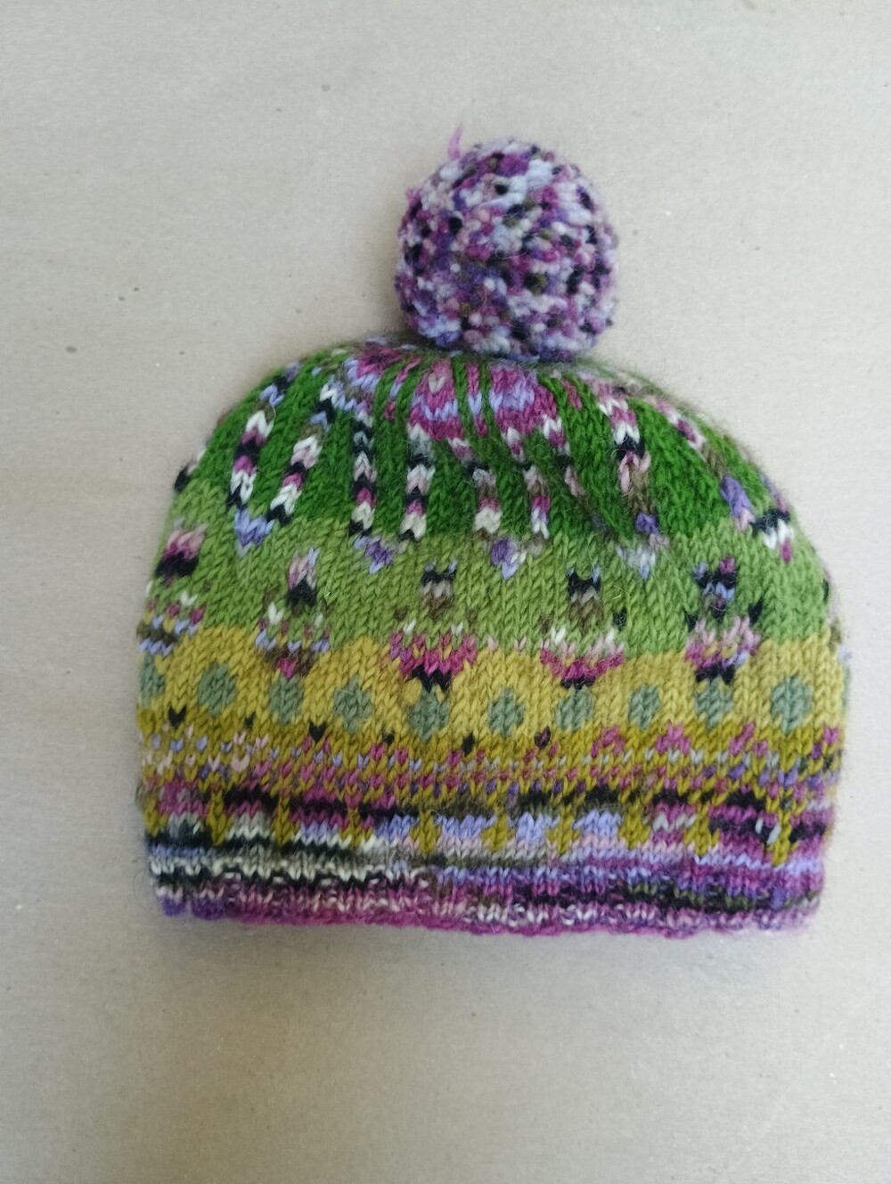 Tara Wool Knit Hat Made In Nepal Boho Pom Pom